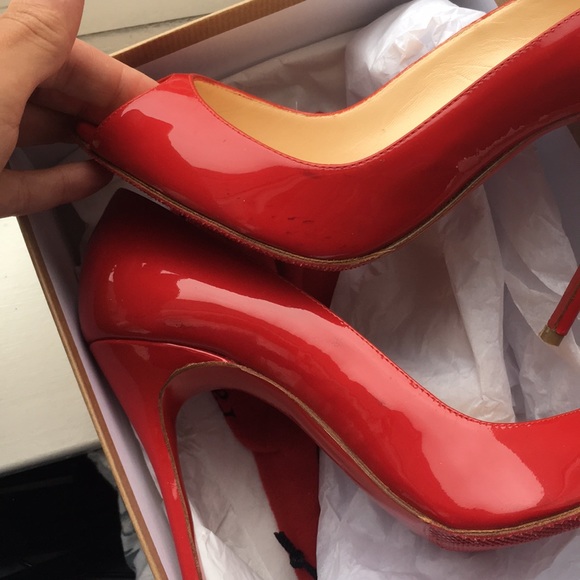 Christian Louboutin red peep toe stilettos - Picture 8 of 8